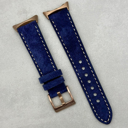 The Paris: Navy Blue Padded Suede Google Pixel Watch Strap