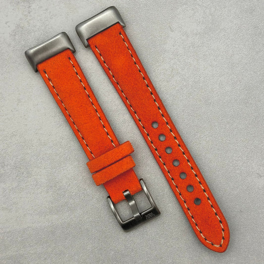 The Paris: Orange Padded Suede Fitbit Charge Watch Strap