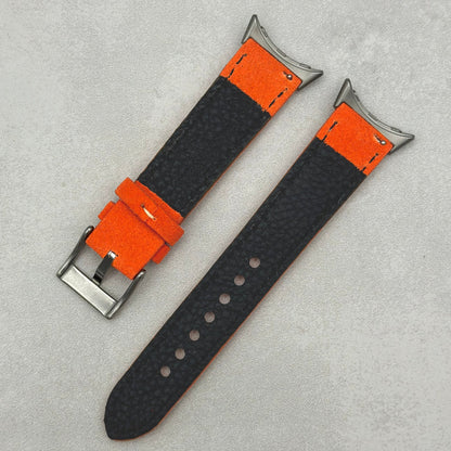 The Paris: Orange Padded Suede Google Pixel Watch Strap