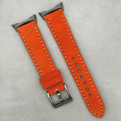 The Paris: Orange Padded Suede Google Pixel Watch Strap