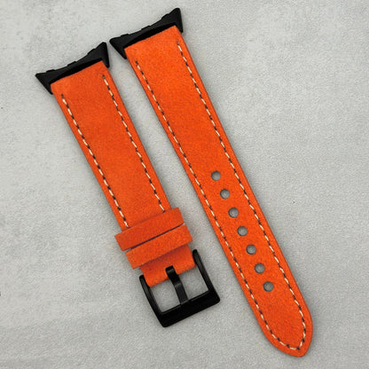 The Paris: Orange Padded Suede Google Pixel Watch Strap