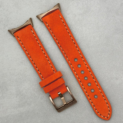 The Paris: Orange Padded Suede Google Pixel Watch Strap