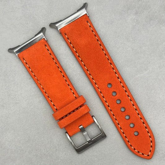 The Paris: Orange Padded Suede Samsung Galaxy Watch Ultra Strap