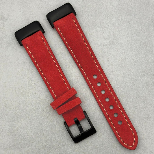 The Paris: Ruby Red Padded Suede Fitbit Charge Watch Strap