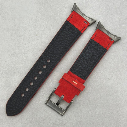 The Paris: Ruby Red Padded Suede Google Pixel Watch Strap