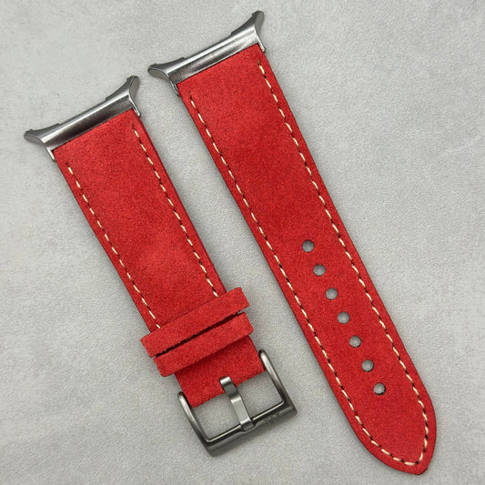 The Paris: Ruby Red Padded Suede Samsung Galaxy Watch Ultra Strap