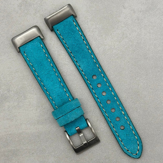 The Paris: Turquoise Blue Padded Suede Fitbit Charge Watch Strap