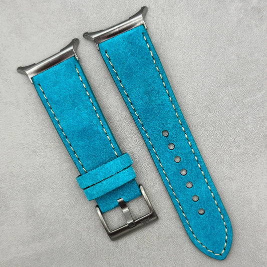 The Paris: Turquoise Padded Suede Samsung Galaxy Watch Ultra Strap