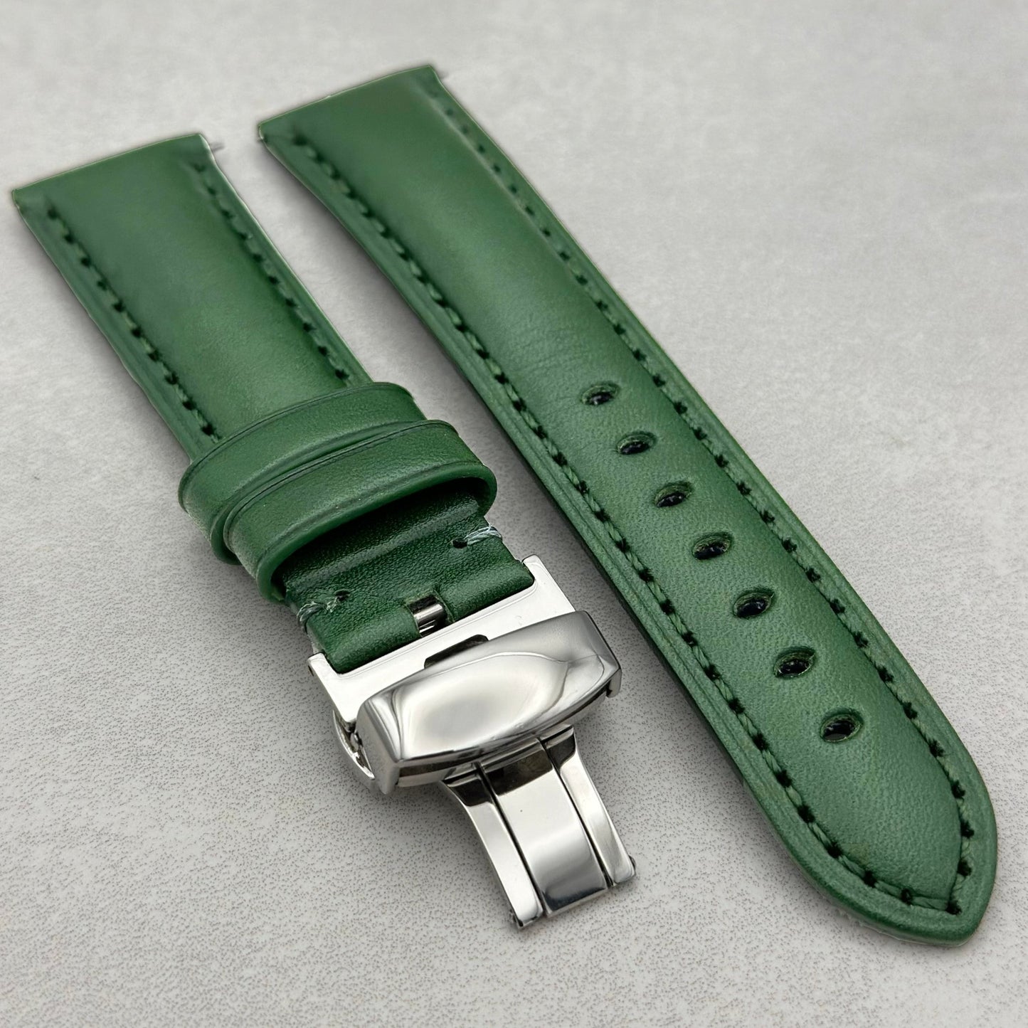 The Prague: Racing Green Vegetable Tanned Full Grain Leather Watch Strap