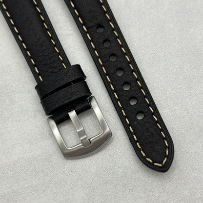 The Rome: Jet Black Italian Full Grain Leather Fitbit Charge Watch Strap