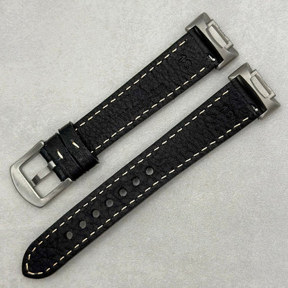 The Rome: Jet Black Italian Full Grain Leather Fitbit Charge Watch Strap