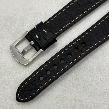 The Rome: Jet Black Italian Full Grain Leather Fitbit Charge Watch Strap