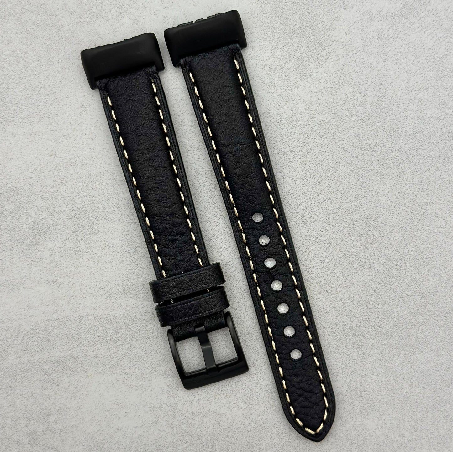 The Rome: Jet Black Italian Full Grain Leather Fitbit Charge Watch Strap