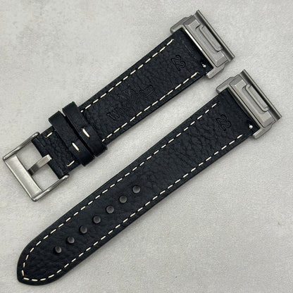 The Rome: Onyx Black Italian Full Grain Leather Garmin QuickFit Watch Strap