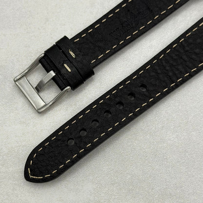 The Rome: Jet Black Italian Full Grain Leather Google Pixel Watch Strap