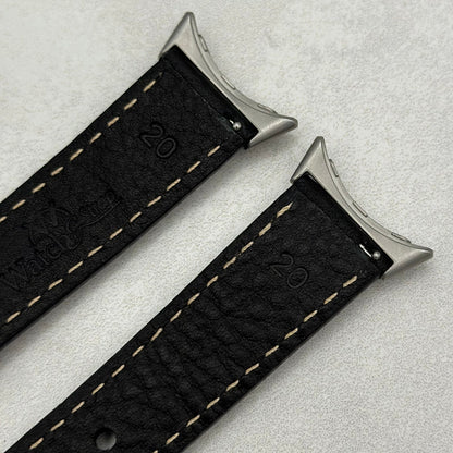 The Rome: Jet Black Italian Full Grain Leather Google Pixel Watch Strap