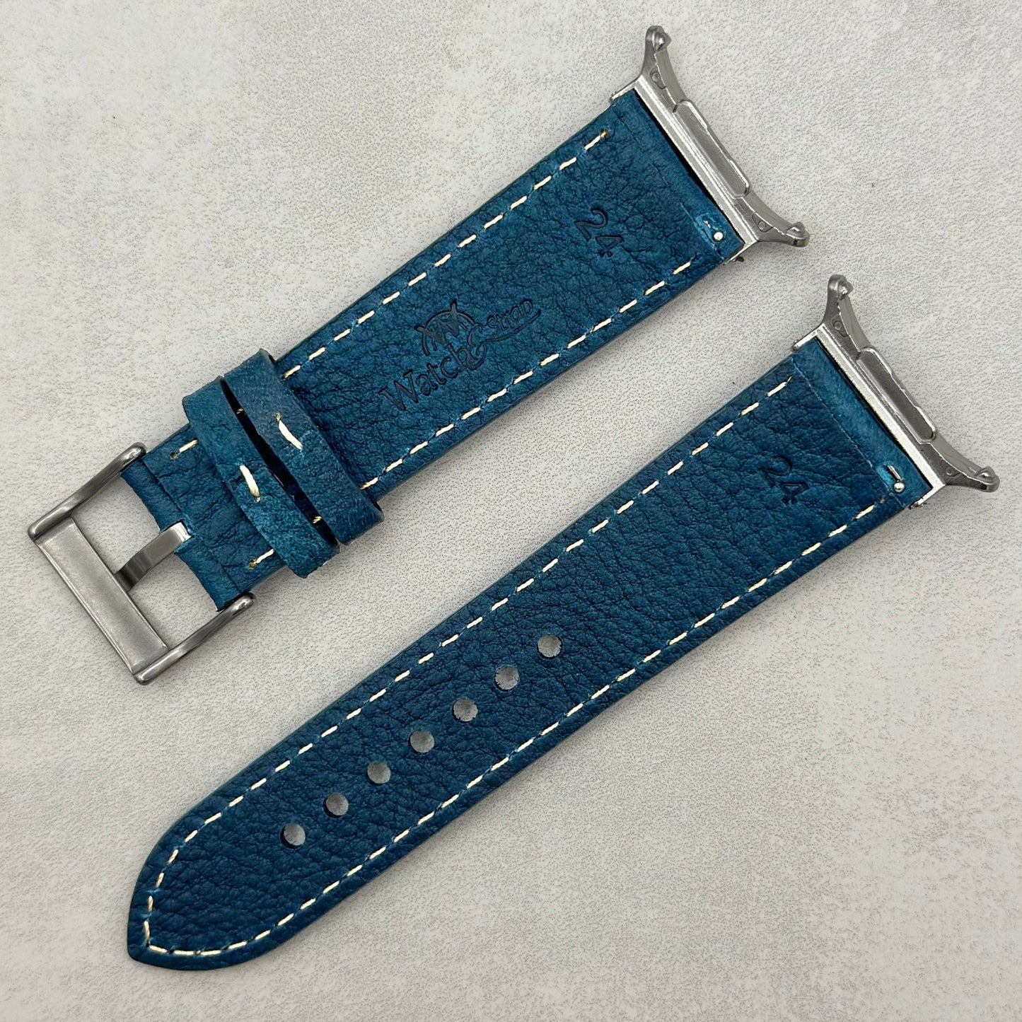 The Rome: Prussian Blue Italian Full Grain Leather Samsung Galaxy Watch Ultra Strap