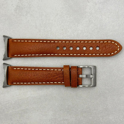 The Rome: Copper Brown Italian Full Grain Leather Google Pixel Watch Strap