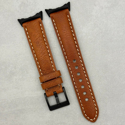 The Rome: Copper Brown Italian Full Grain Leather Google Pixel Watch Strap