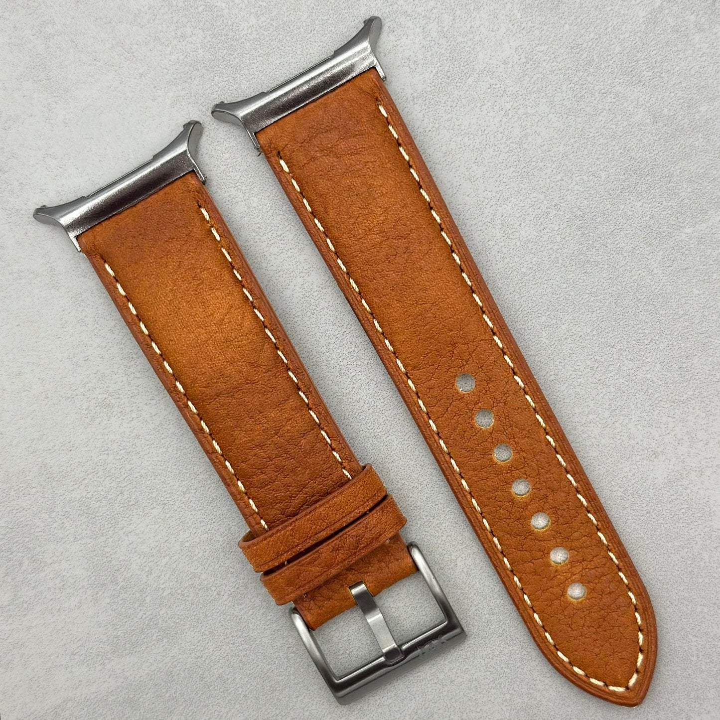 The Rome: Copper Brown Italian Full Grain Leather Samsung Galaxy Watch Ultra Strap