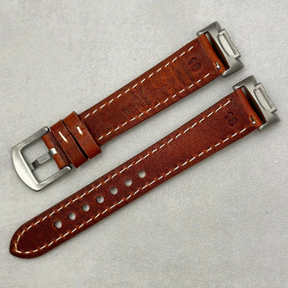 The Rome: Terracotta Brown Italian Full Grain Leather Fitbit Charge Watch Strap