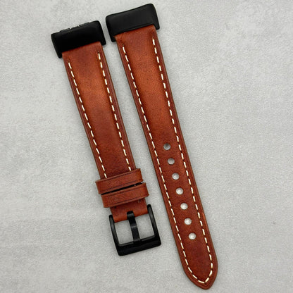 The Rome: Terracotta Brown Italian Full Grain Leather Fitbit Charge Watch Strap