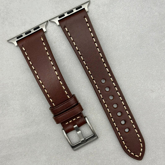 The Venice: Mocha Brown Italian Vegetable Tanned Leather Apple Watch Strap