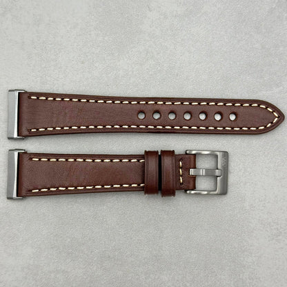 The Venice: Mocha Brown Italian Vegetable Tanned Leather Fitbit Sense/Versa Watch Strap