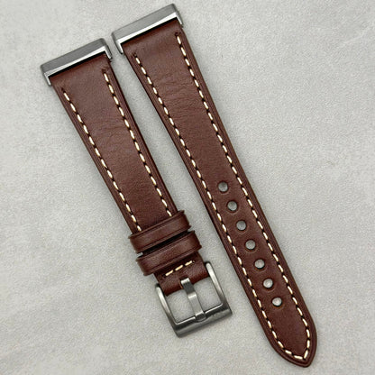 The Venice: Mocha Brown Italian Vegetable Tanned Leather Fitbit Sense/Versa Watch Strap