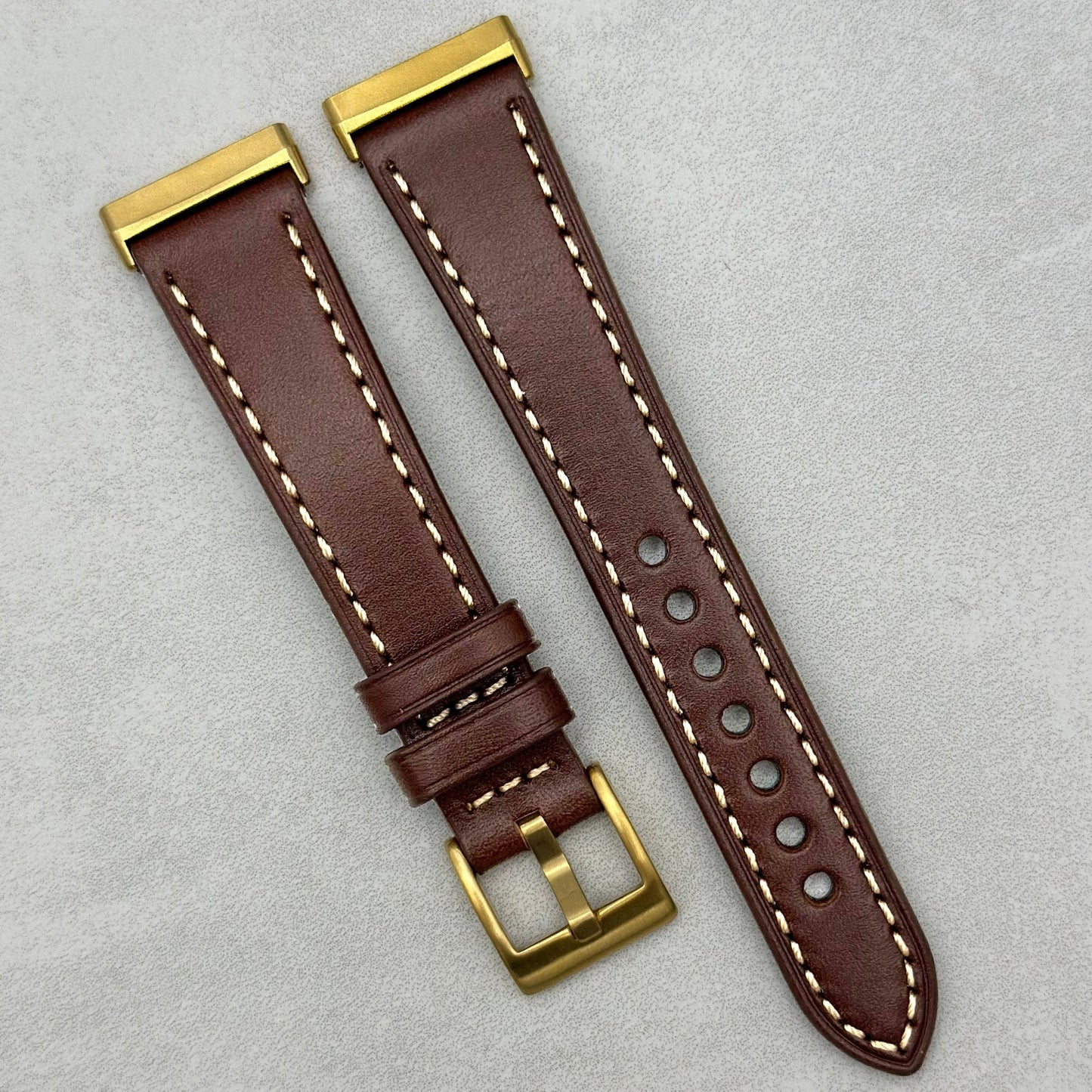 The Venice: Mocha Brown Italian Vegetable Tanned Leather Fitbit Sense/Versa Watch Strap