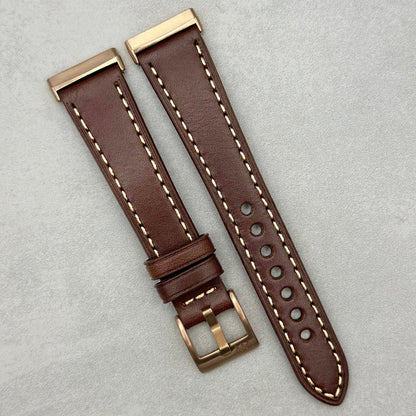 The Venice: Mocha Brown Italian Vegetable Tanned Leather Fitbit Sense/Versa Watch Strap