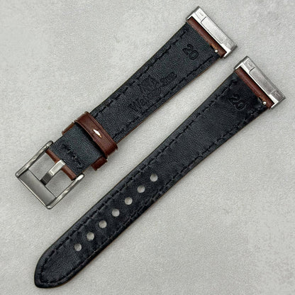 The Venice: Mocha Brown Italian Vegetable Tanned Leather Fitbit Sense/Versa Watch Strap