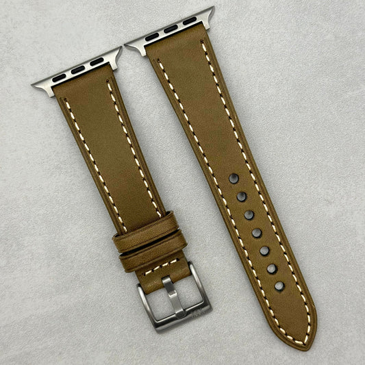 The Venice: Army Green Italian Vegetable Tanned Leather Apple Watch Strap