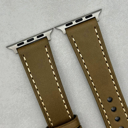 The Venice: Army Green Italian Vegetable Tanned Leather Apple Watch Strap