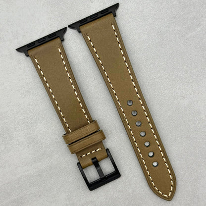 The Venice: Army Green Italian Vegetable Tanned Leather Apple Watch Strap