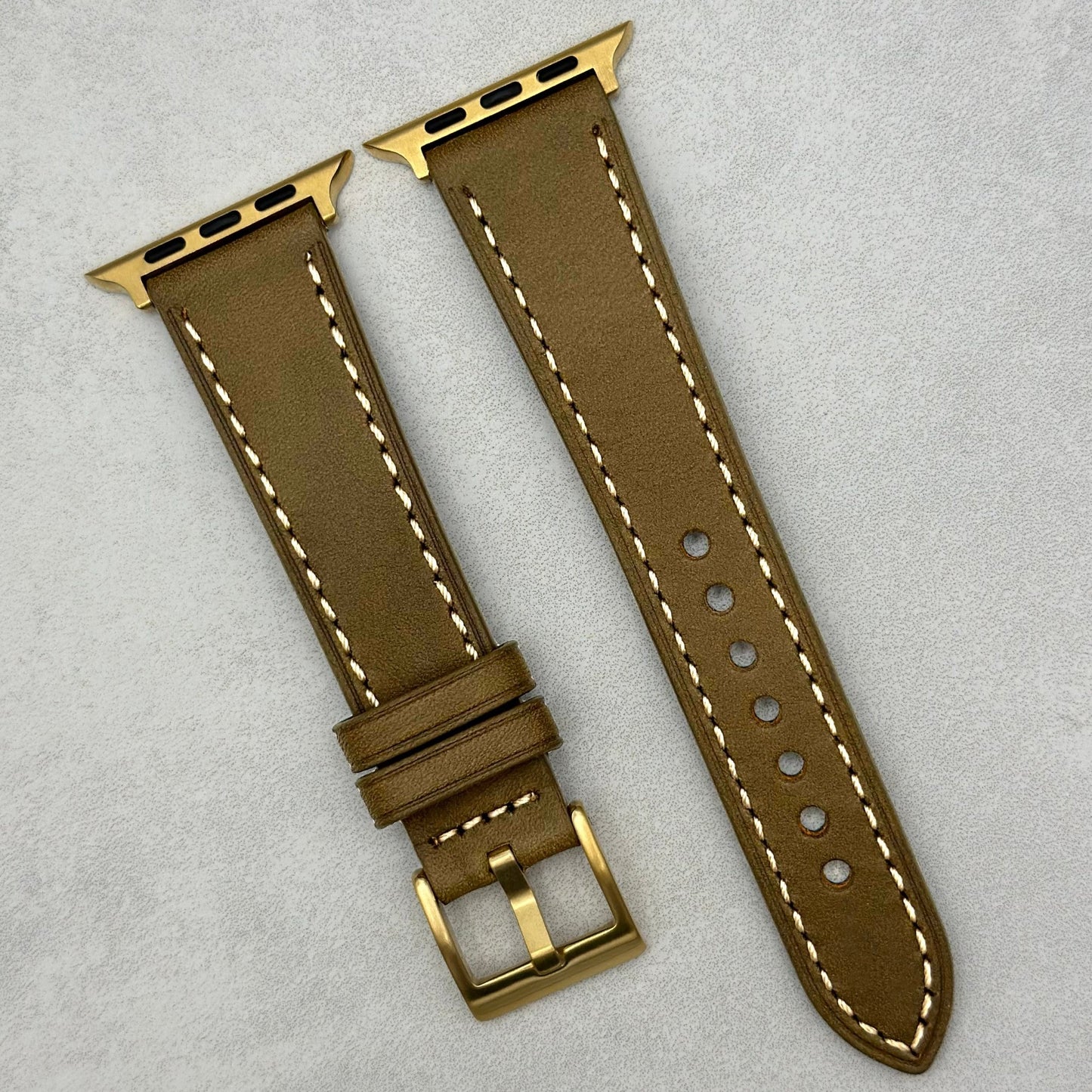 The Venice: Army Green Italian Vegetable Tanned Leather Apple Watch Strap