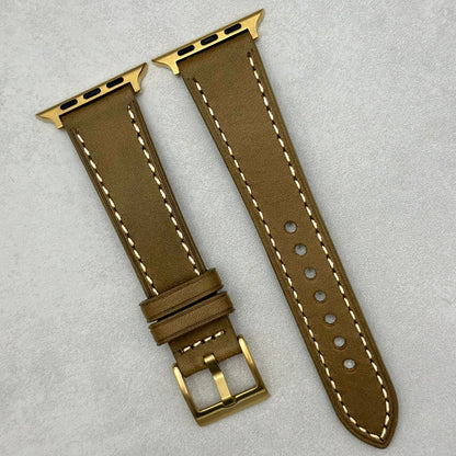 The Venice: Army Green Italian Vegetable Tanned Leather Apple Watch Strap