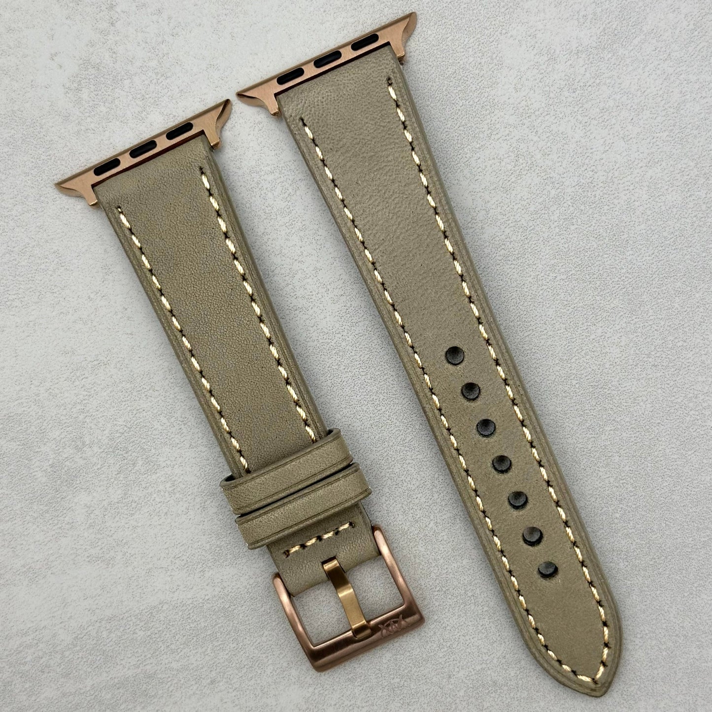 The Venice: Smoke Grey Italian Vegetable Tanned Leather Apple Watch Strap