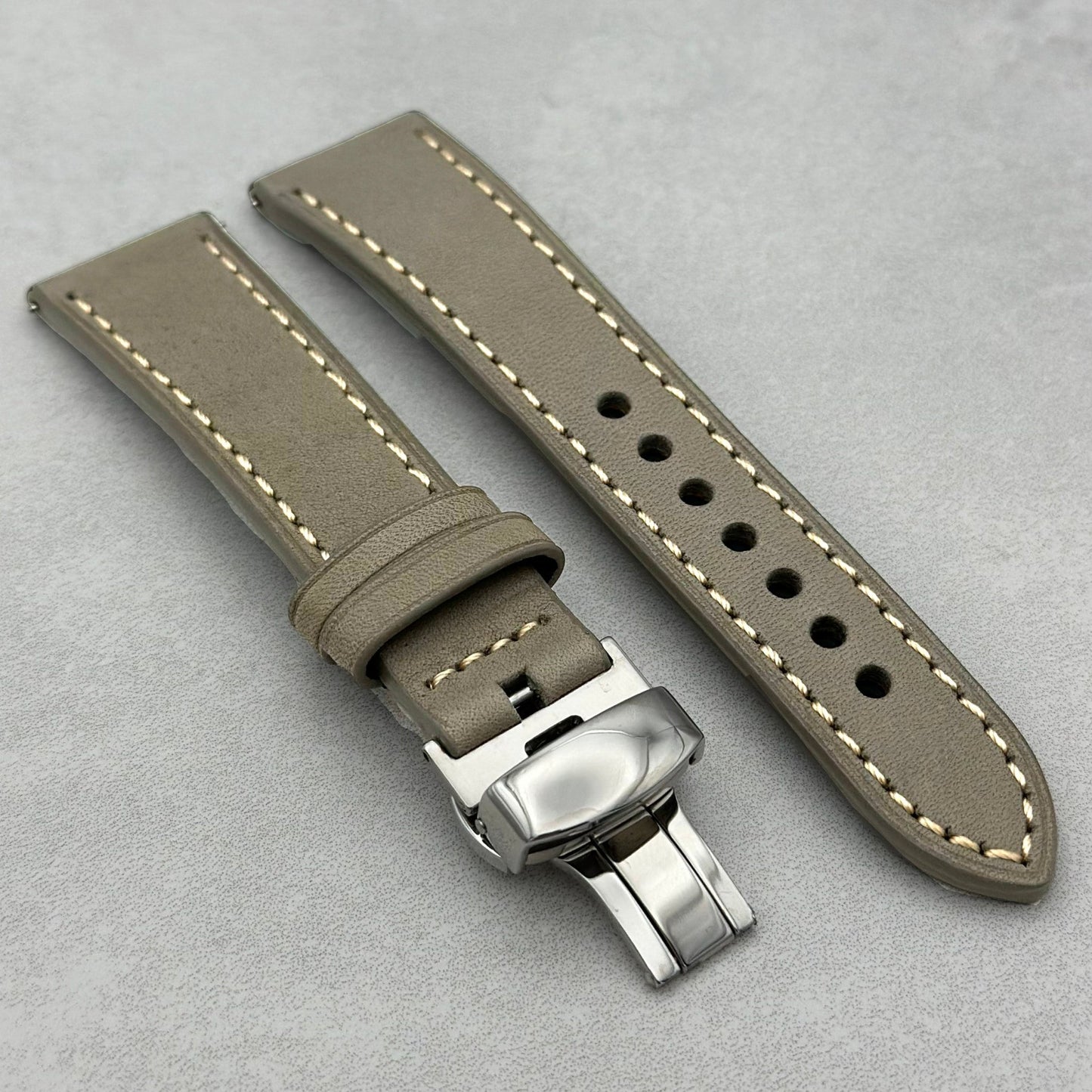 The Venice: Smoke Grey Italian Vegetable Tanned Leather Fitbit Sense/Versa Watch Strap