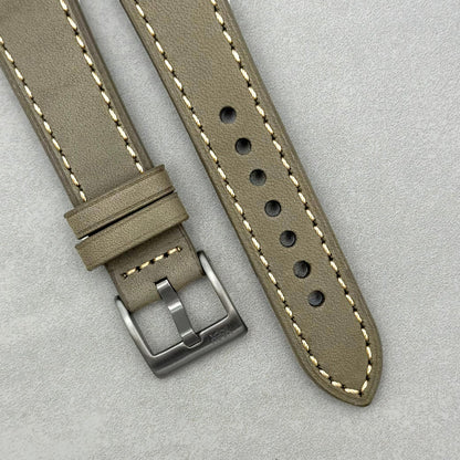 The Venice: Smoke Grey Italian Vegetable Tanned Leather Fitbit Sense/Versa Watch Strap