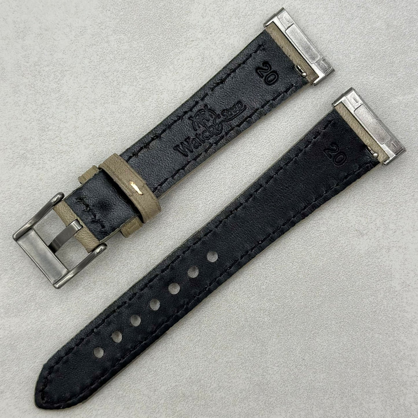 The Venice: Smoke Grey Italian Vegetable Tanned Leather Fitbit Sense/Versa Watch Strap