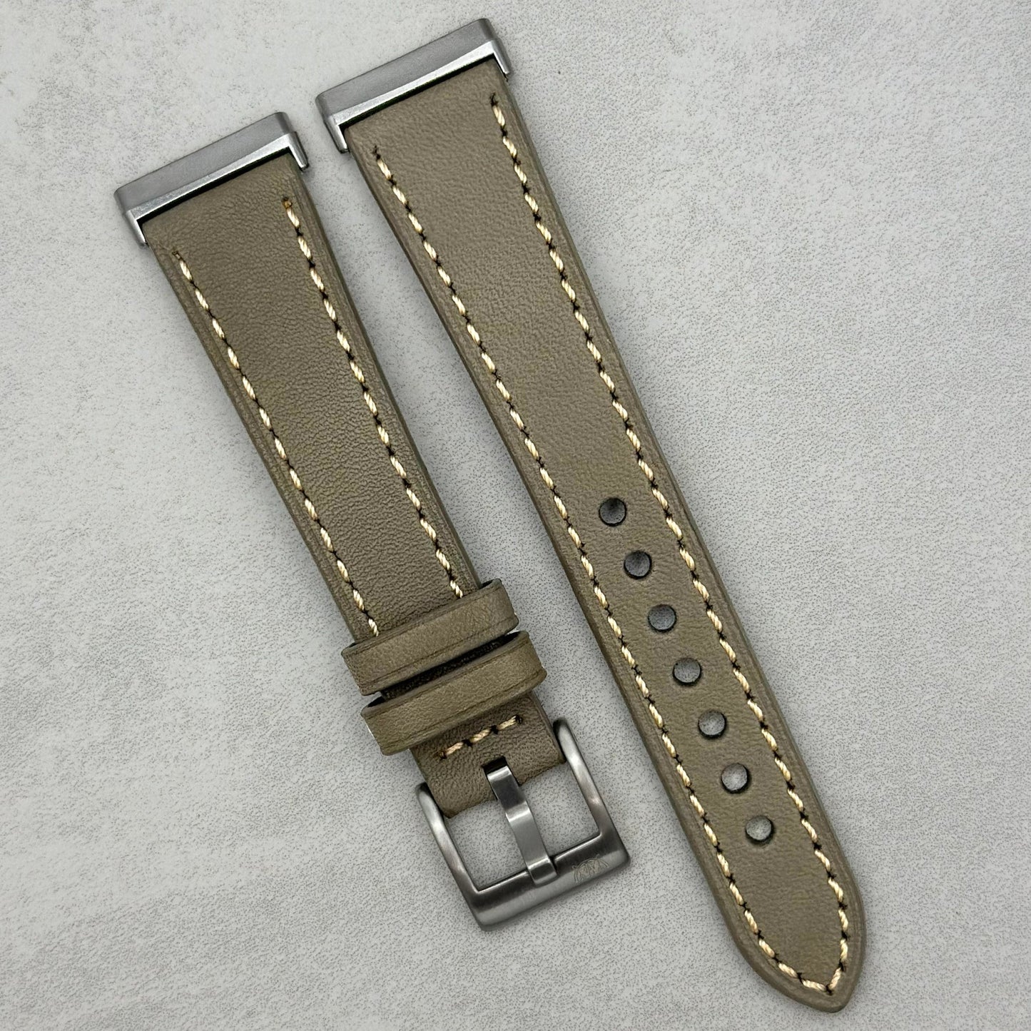 The Venice: Smoke Grey Italian Vegetable Tanned Leather Fitbit Sense/Versa Watch Strap