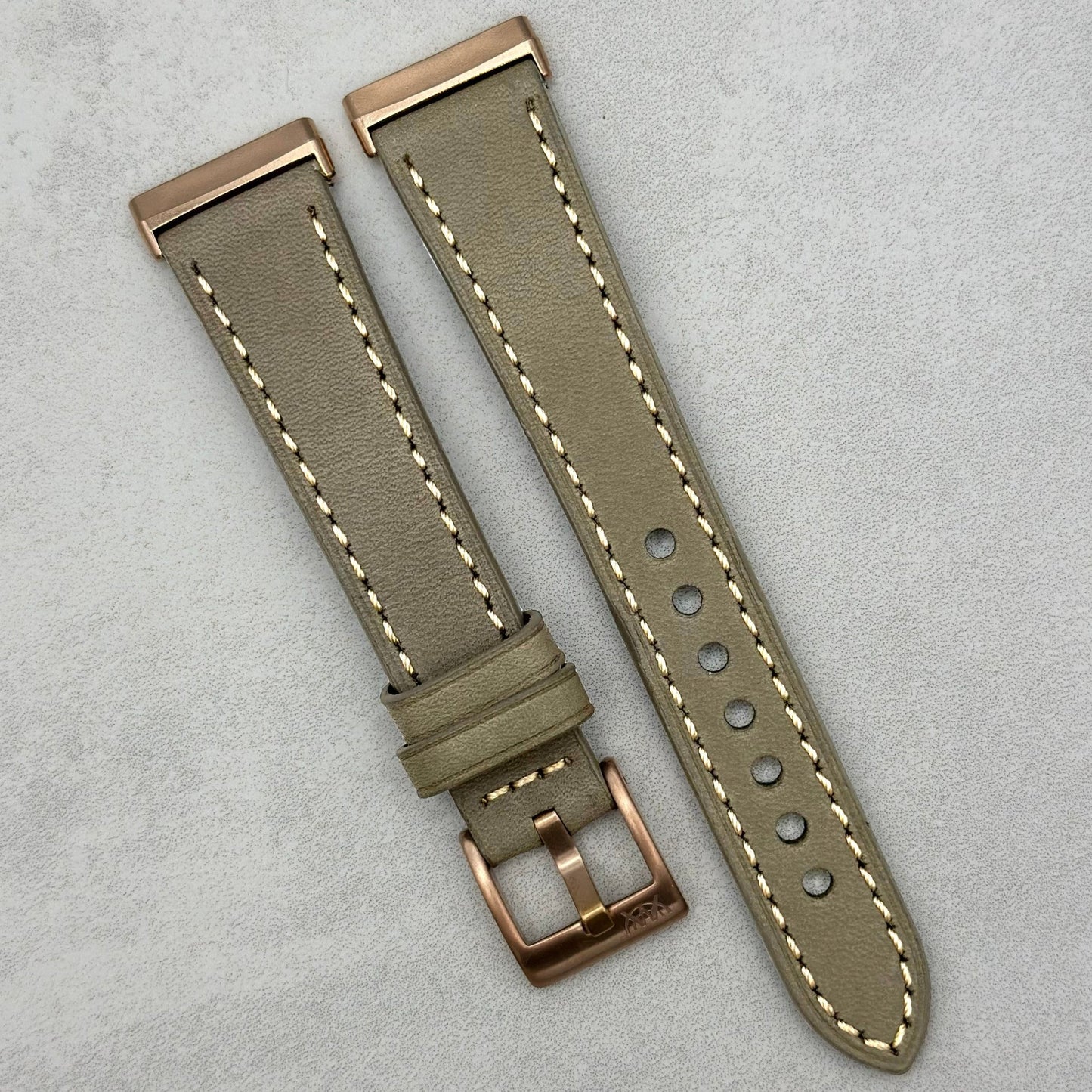 The Venice: Smoke Grey Italian Vegetable Tanned Leather Fitbit Sense/Versa Watch Strap