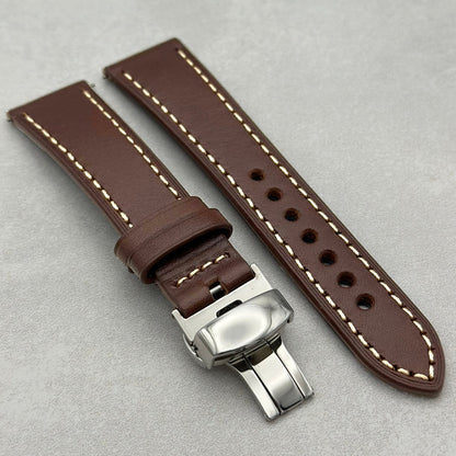 The Venice: Mocha Brown Italian Vegetable Tanned Leather Fitbit Sense/Versa Watch Strap