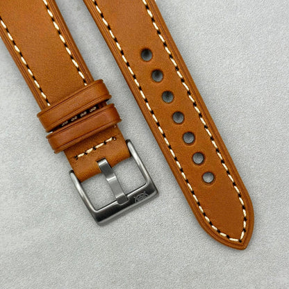 The Venice: Caramel Tan Italian Vegetable Tanned Leather Apple Watch Strap