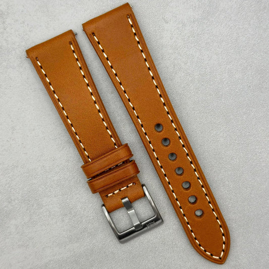 The Venice: Caramel Tan Italian Vegetable Tanned Leather Watch Strap