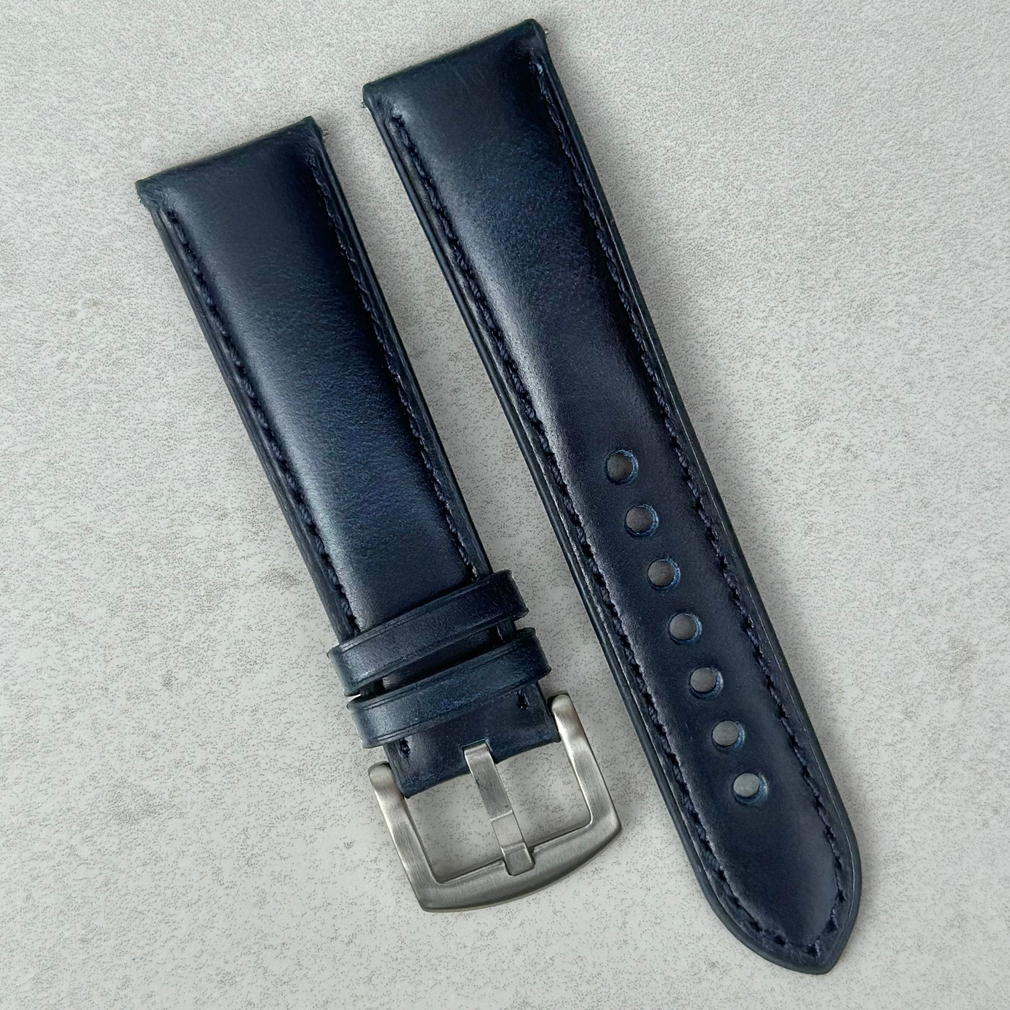 The Athens: Deep Ocean Blue Full Grain Leather Watch Strap ...