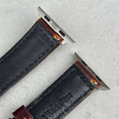 Rear top of the Berlin full grain leather Apple Watch strap. Watch And Strap.