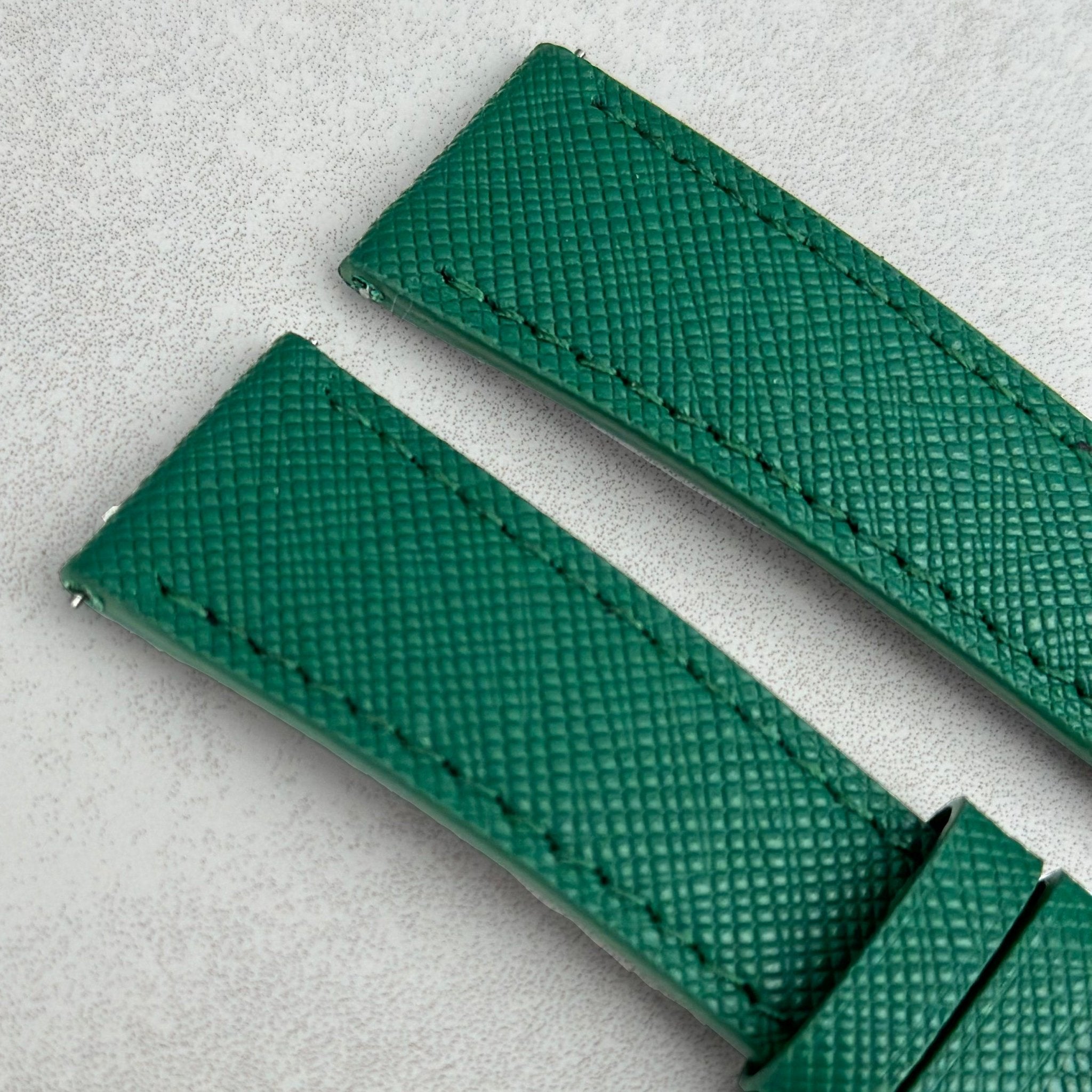 The Florence Emerald Green Saffiano Leather Watch Strap