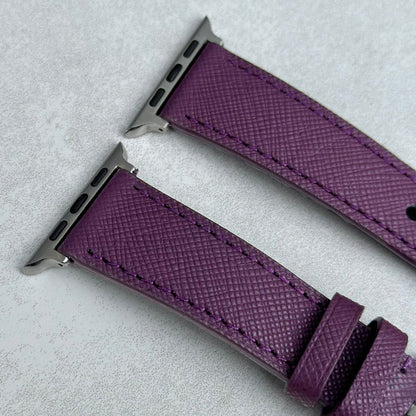 Top of the Florence Saffiano Leather watch strap. Italian Saffiano leather. Watch And Strap.